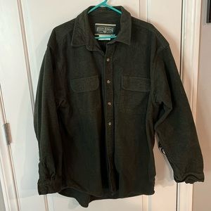 Dark green heavyweight flannel long sleeved men’s shirt